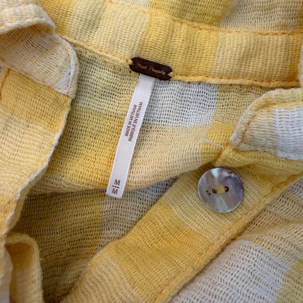 Free People Yellow and White Checkered Blouse - Picture 3 of 3